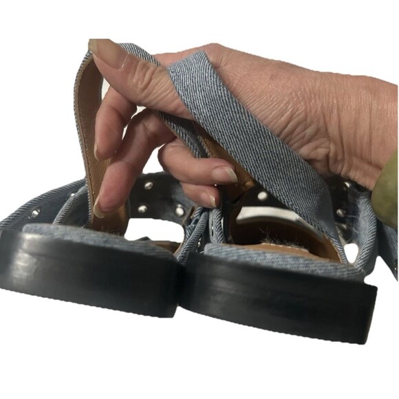 Steve Madden Graya Womens Size 8M Snipped Toe Denim Slingback Buckle Flat Shoes - Picture 9 of 10